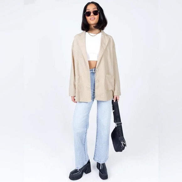 Princess Polly amber oversized line blazer cream/tan - Picture 3 of 7